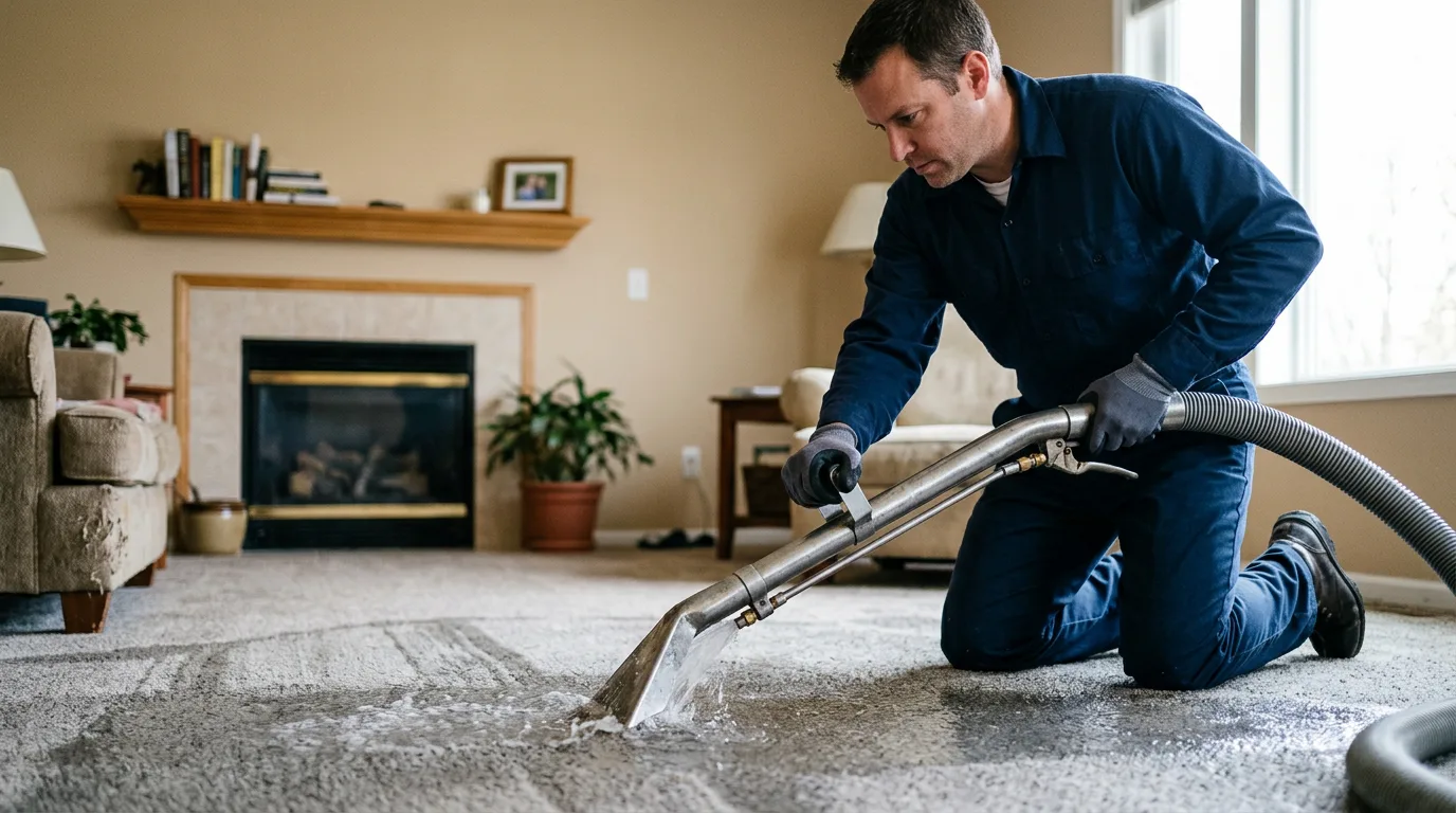 Water damage restoration technician working near Mineral City, OH